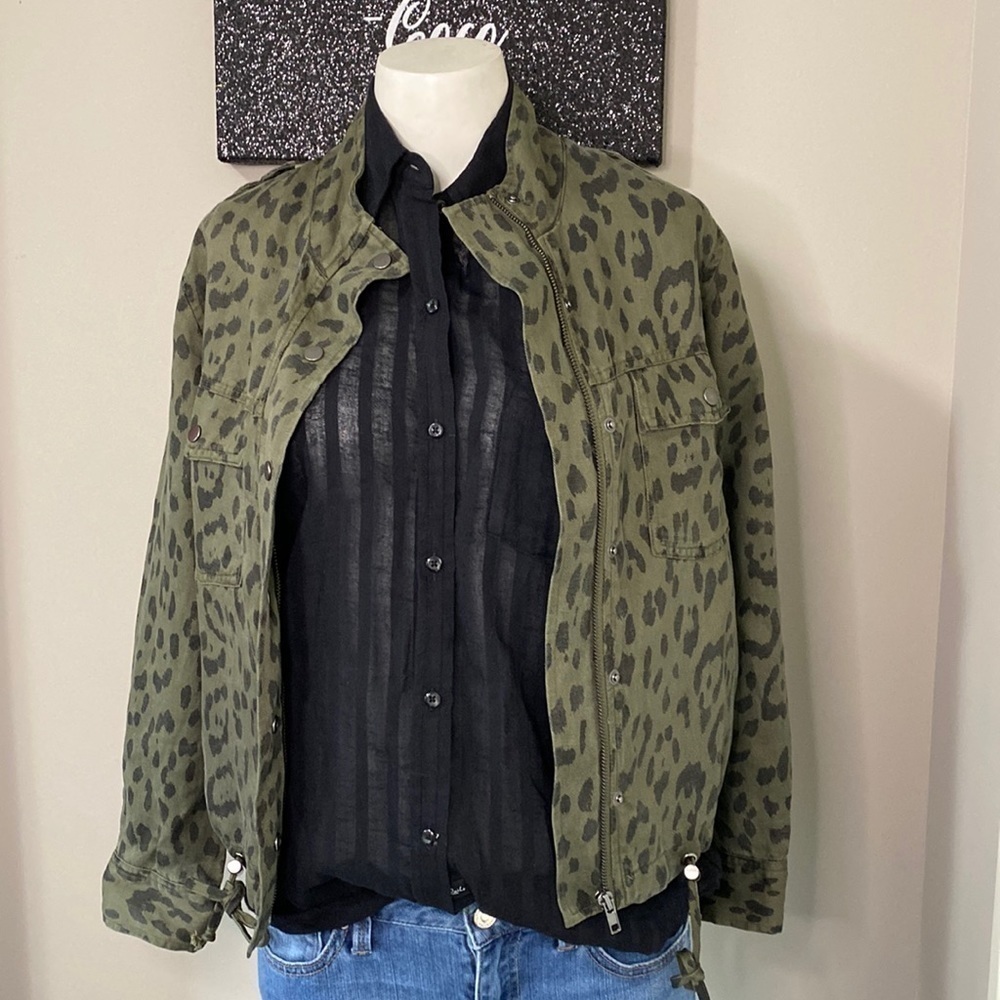 Rails Collins Green Leopard Tencel Lightweight Military Jacket Green Size XS NEW - Picture 6 of 12